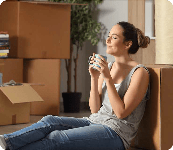 girl relaxing and enjoying coffee