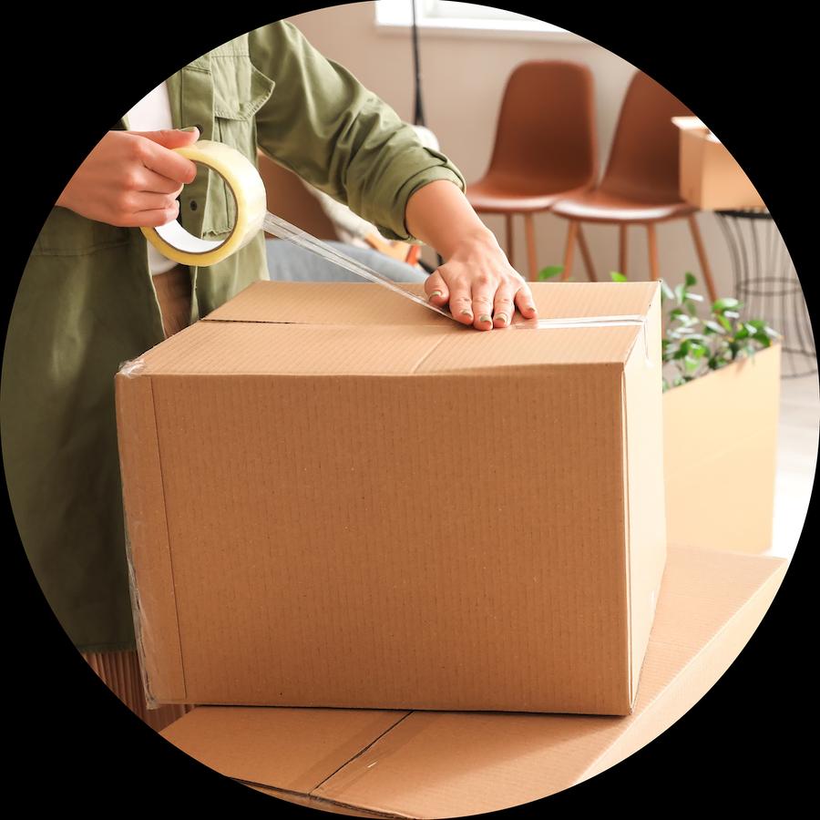 woman packing a box