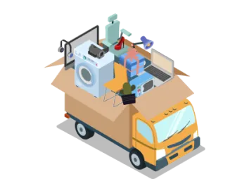 Moving truck filled with household items.